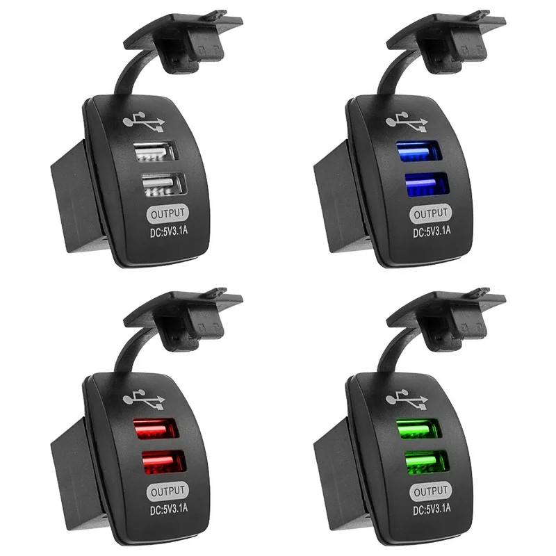 

Car Charger Waterproof Dual USB 5V 3.1A Socket 12V-24V Fast Charging for Phone Motorcycle Boat Marine Truck Universal Accessorie