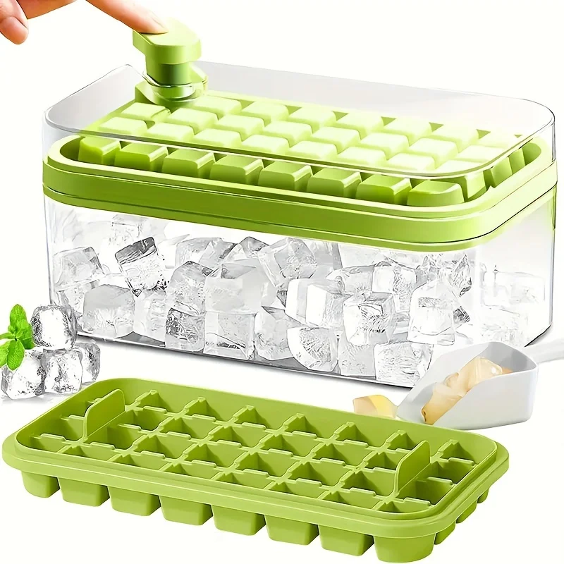 

32 Grid Silicone Ice Cube Tray Mould with Lid Shovel Storage Box Remove with One Click Ice Maker DIY Whiskey Cocktail Tools