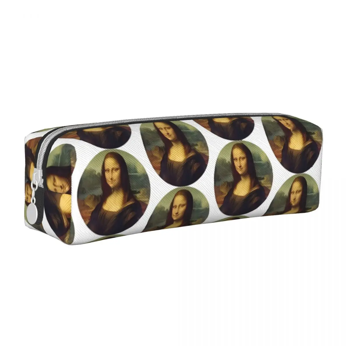 Mona Lisa Pencil Case Famous Painting Square Pencil Box Girls Boys Aesthetic College School Pencil Cases Stationery Organizer