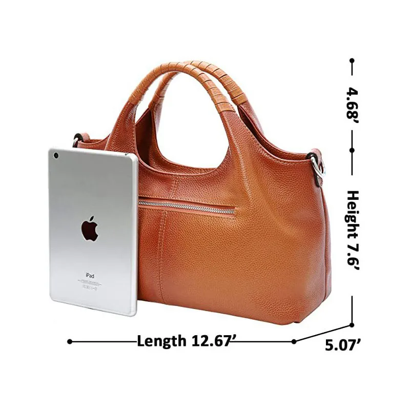 Luxury genuine leather women\'s bag boston style solid top soft leather messenger shoulder bags handbag lady tote 2023 casual