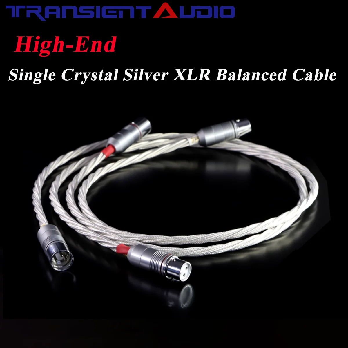 TR Hi-End Monocrystal Silver XLR Cable, Chrome Plated Shell & Rhodium-Plated Phosphor Bronze Plug for CD Player Tube Amplifier
