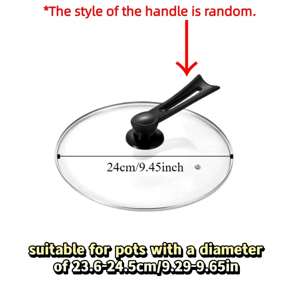 14-38cm/6-15in Tempered Glass Pot Lid Universal Black Plastic Knob Vertical Pan Lid Anti-scalding Heat Resistant
