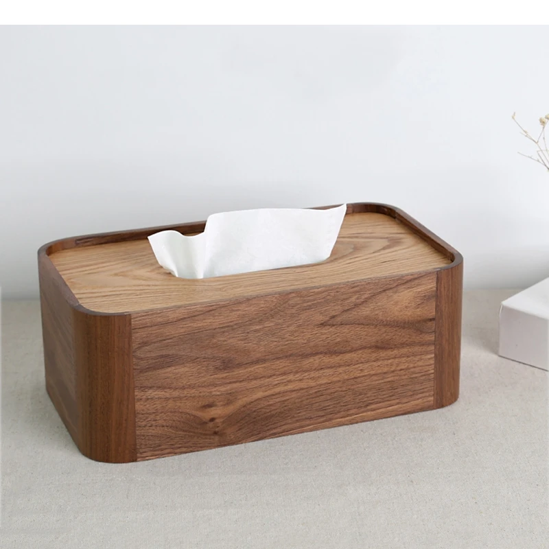 Modern Rectangular Wooden Tissue Box Extractable Type Paper Towel Holders Home Desktop Simple Napkin Toilet Storage Boxes