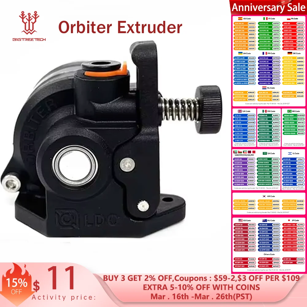 BIQU Orbiter Extruder V2.5 with Motor Double Gear Direct Drive For Voron 2.4 Creality 3D CR-10 Ender3 V2/ PRO 3D Printer Parts