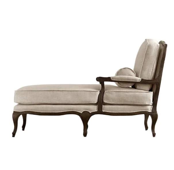 

American solid wood country concubine chair classical linen rest chair retro soft bag old solid wood recliner