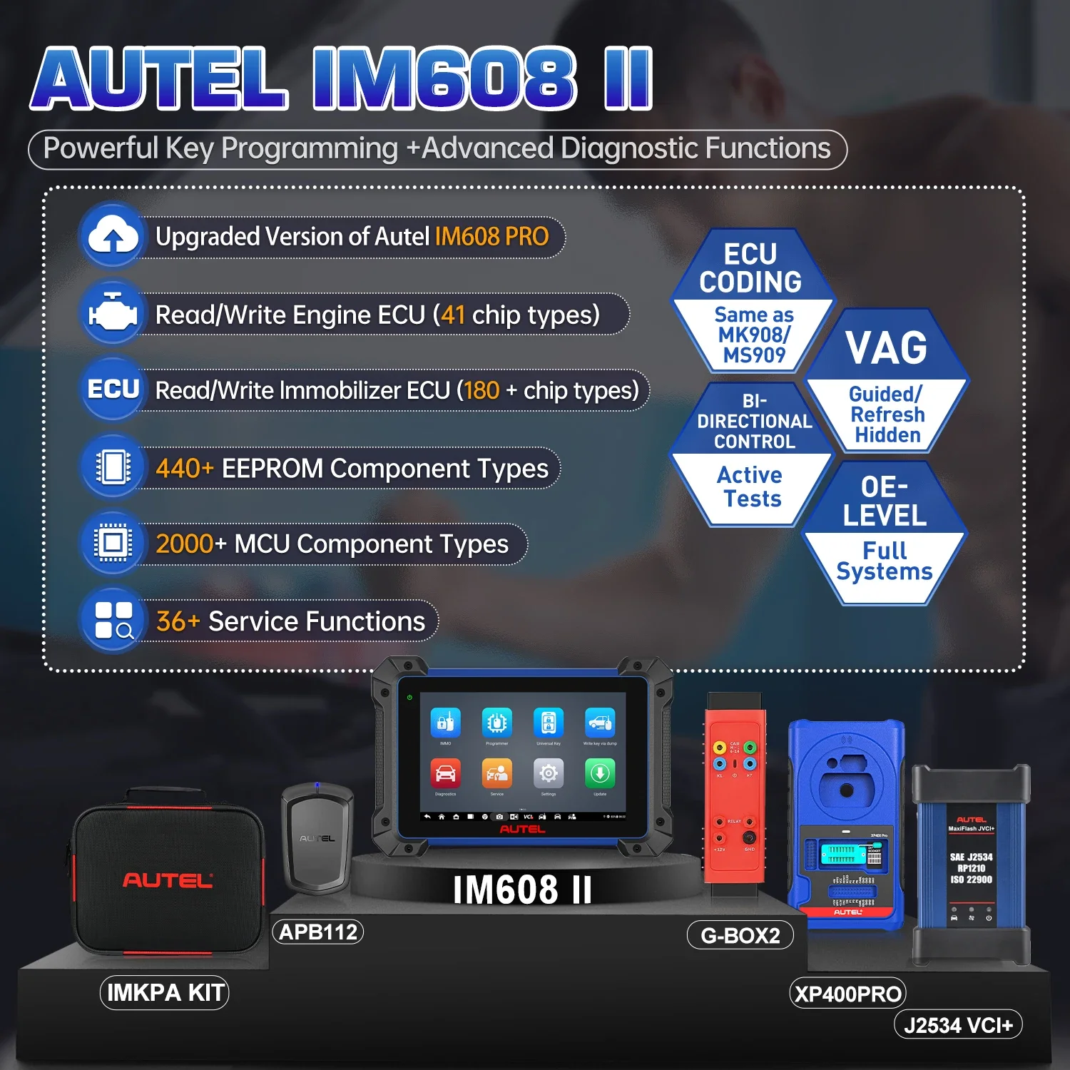 Autel MaxiIM IM608 II Pro IM608S II XP400PRO IMMO Key Programming Tool Car Diagnostic Tool OBD2 Scanner PK IM508 IM508S IM608Pro