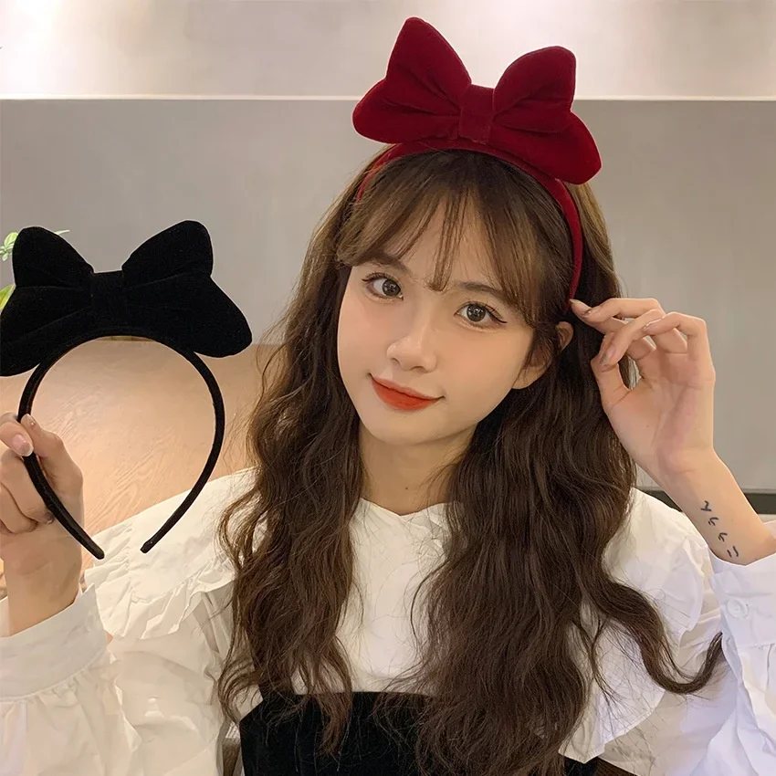 

Big Bow Velvet Red Headband Ladies Elegant Temperament High Cranial Headband Fashion Girls Cute Headband