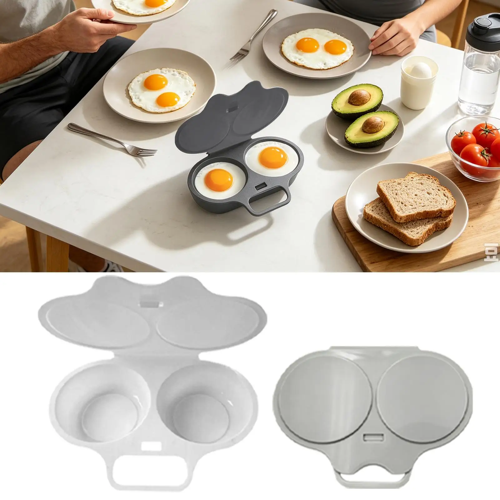 Food Grades Plastic Microwave Egg Cooker Kitchen Cooking Mold Easy To Clean Egg Steamer Portable Heat Resistant Steamed Egg Box
