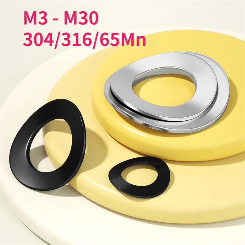M3 M4 M5 M6 M8 M10 M12 M14 M16 M18 M20 - M30 GB955 304 / 316 Stainless Steel / Black 65 Manganese Steel Wave Spring Washer