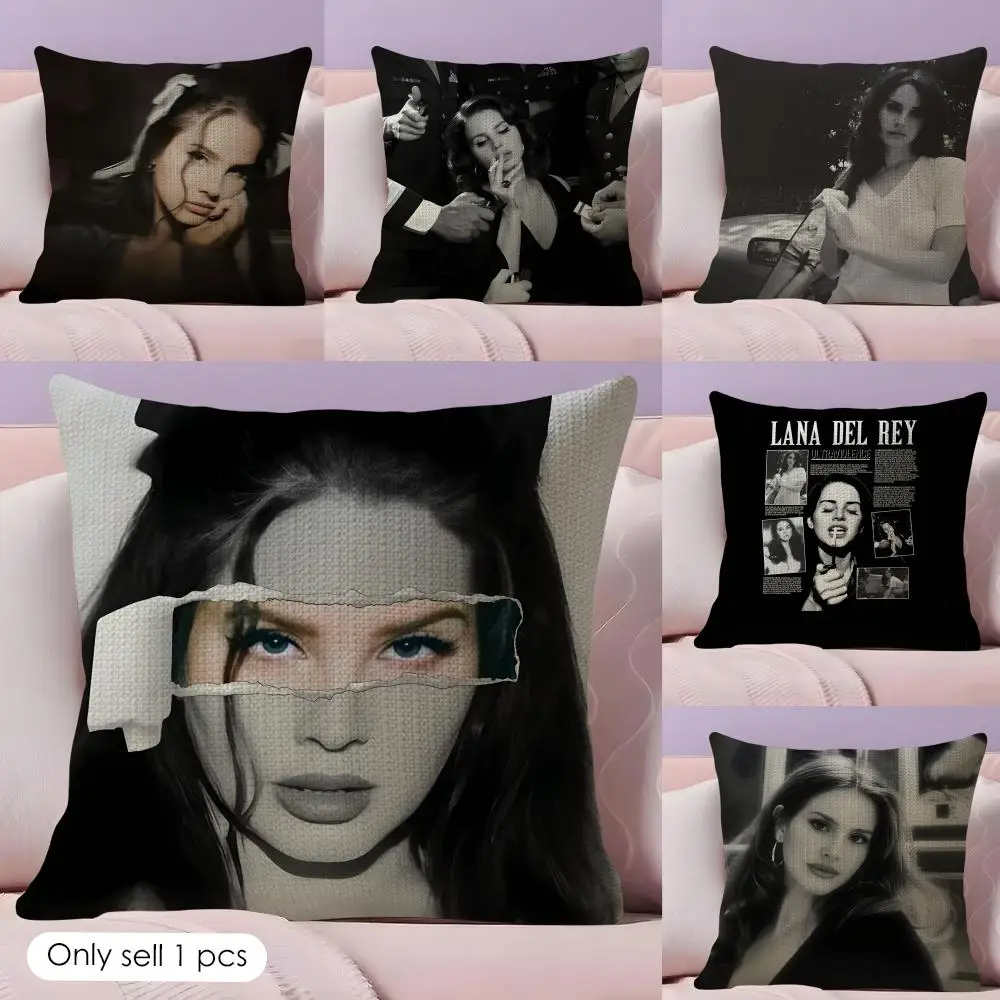 Singer L-Lana Del Ray Cushion Cover Natural Linen Pillow Case Double-Sided Print Decorative Sofa Pillowcase Home Decor Gift