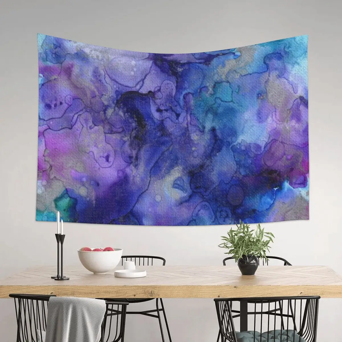 

Purple and turquoise blue textured watercolor Tapestry Decorative Wall Mural Aesthetic Decoration Outdoor Decoration Tapestry