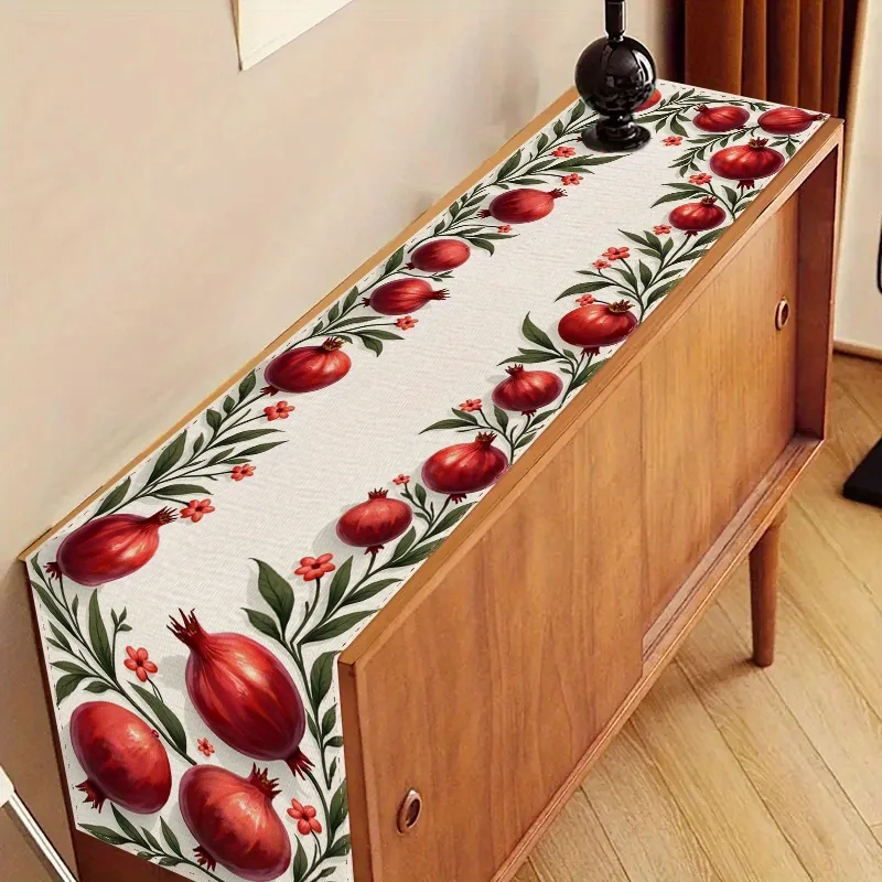 1pc Home, Kitchen, Restaurant Table Flag Cloth, Table Additions, Tableware, Table Fabric, Rosh Hashanah Theme, Pomegranate