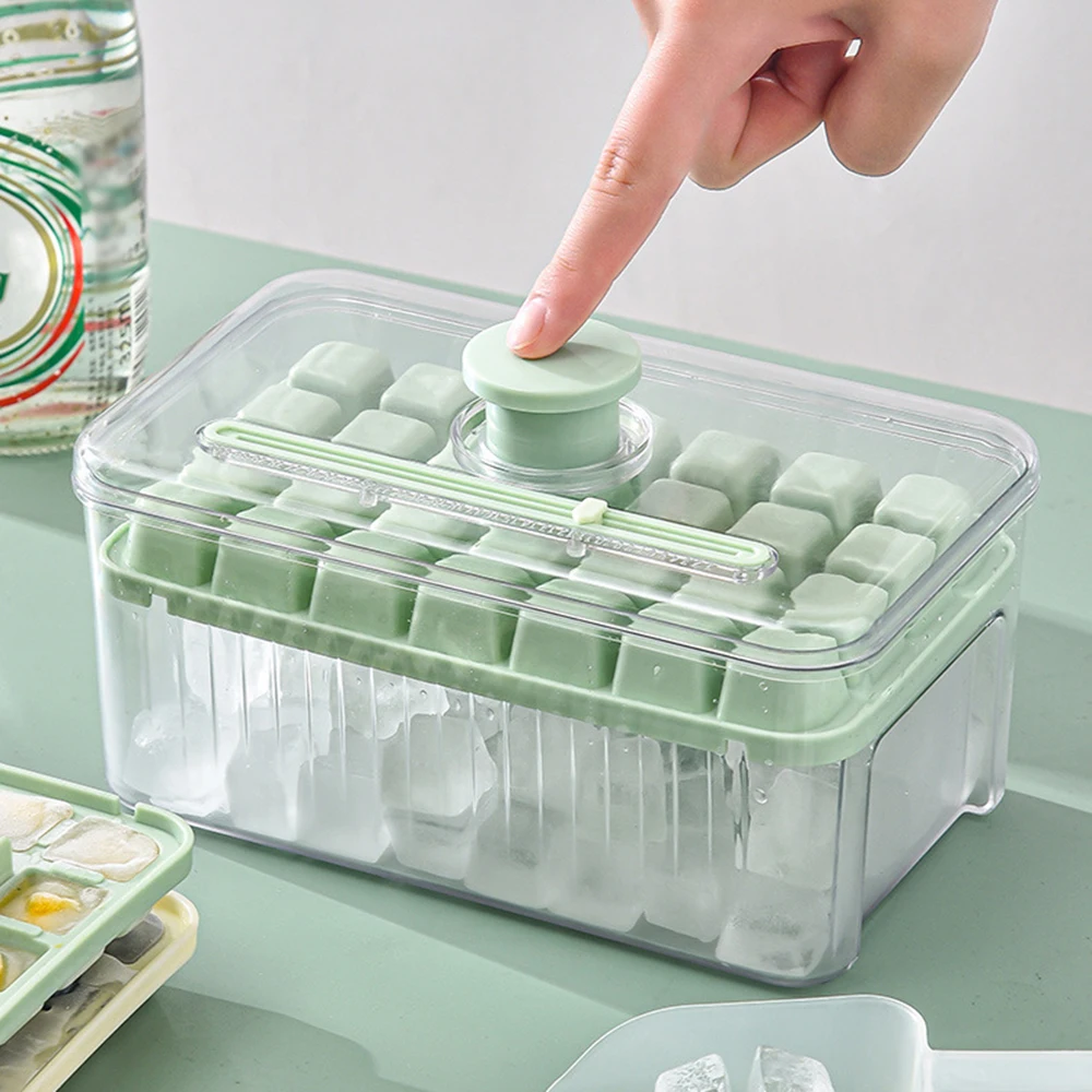 1 One-Click Ice Box, Home-Made Food Grade Ice Cube Storage Box, Creative Ice Block Mold, For Alcohol, Drinks, Coffee, Tea Drinks