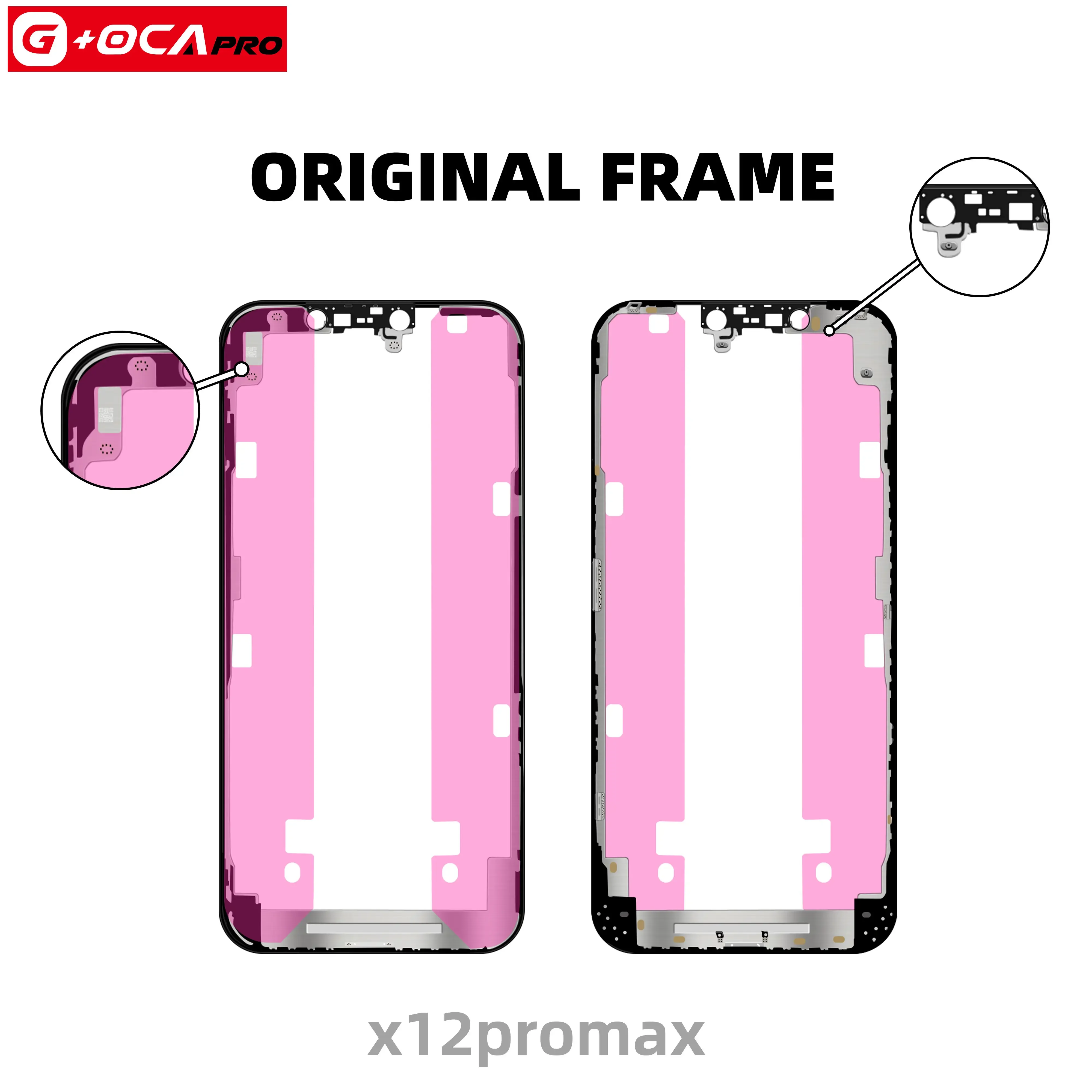 1PCS G+OCA Orignal Middle Bezel Glass Frame For X XS XSMAX 11PRO 12 12PRO 12PROMAX  14promax LCD middle frame replacement parts