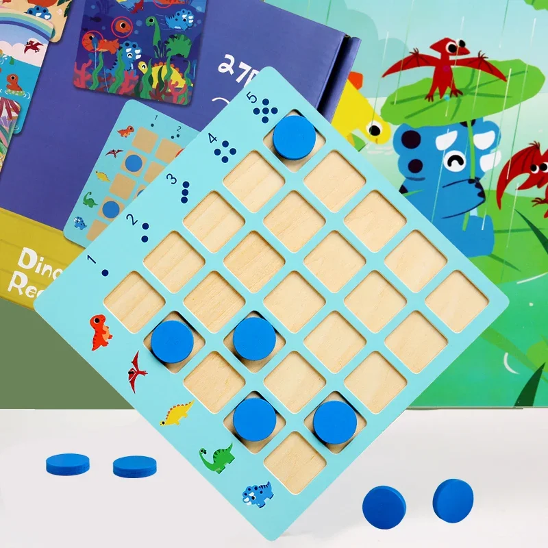 Crianças jogo de contagem montessori matemática brinquedos número de madeira sentido dinossauro contagem números correspondência lógica cedo presente educacional
