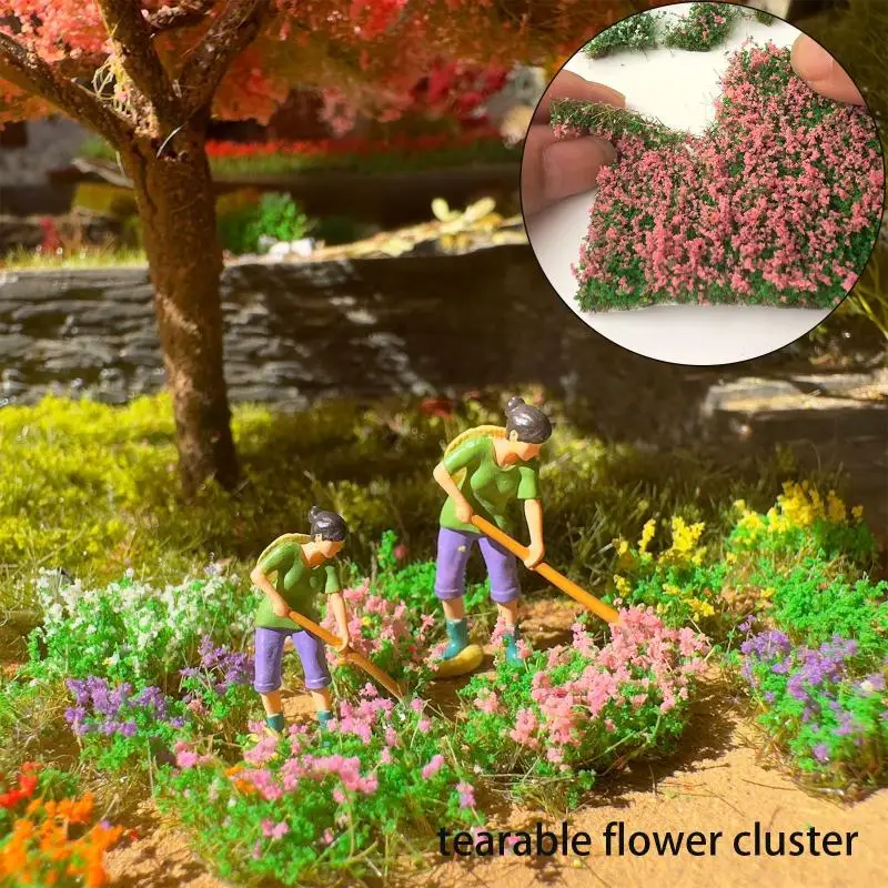 Artificial Miniature Flower Cluster Vegetation Group Tearable Grass Tufts Model
