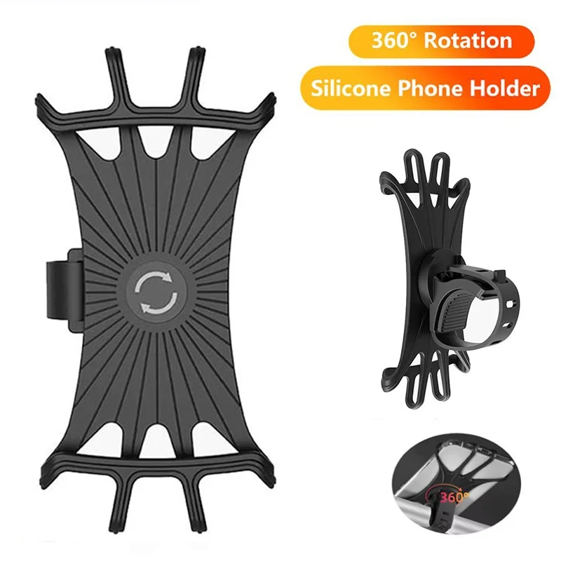 

Вращающийся на 360° держатель для мобильного телефона, велосипеда, мотоцикла, силиконовый держатель для велосипедной навигации, подставка для iPhone, Xiaomi, Huawei
