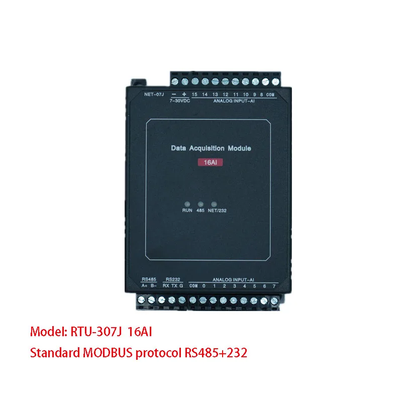 

RTU-307J 16AI analog input 0-20mA, 4-20mA, 0-10V compatible module with 0.1% accuracy ADC acquisition