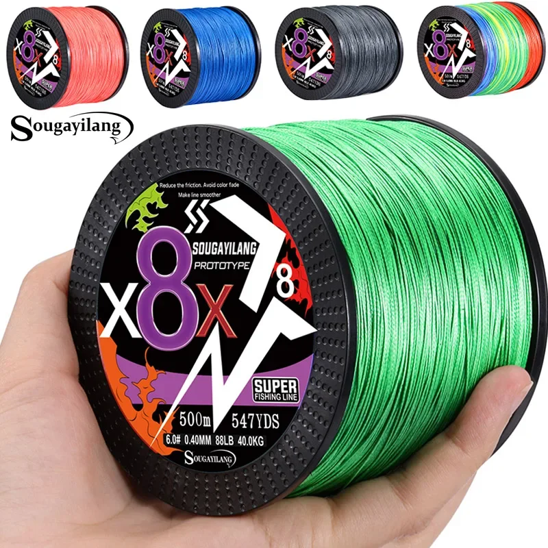 Sougayilang Braided Fishing Line X4 X8 100/300/500 Max Drag 66LB Multifilament PE Line for Bass Pike Carp Fishing Accessories