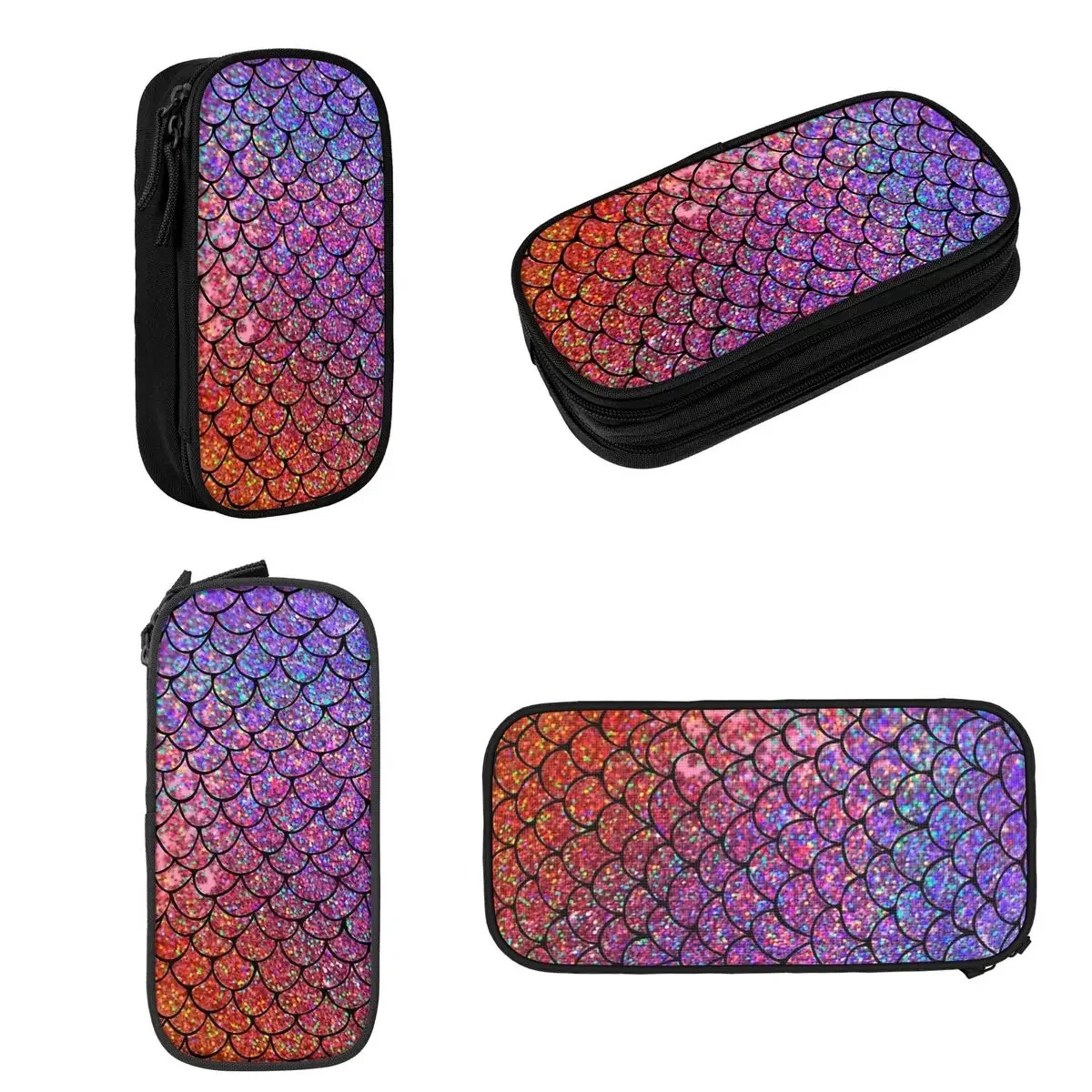 Colorful Glitter Mermaid Scales Pencil Cases Large Storage Pen Bags Pen Box Pencil Pouch For Boys Girls Students Stationery