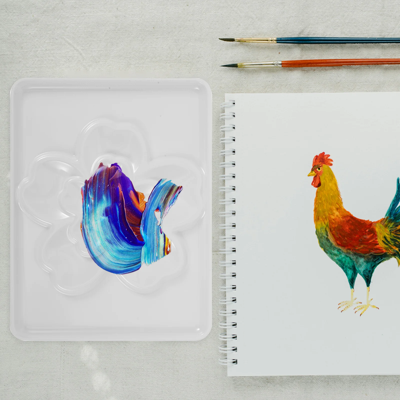 

Watercolor Palette Oil Painting Tray Flexible Paint Mixing Board Lightweight Pigment Storage For Acrylic Gouache Color