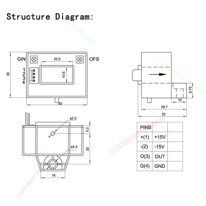 1PCS HCS-BS Hall Current Sensor 50A 100A 150A 200A 300A 400A 500A 600A