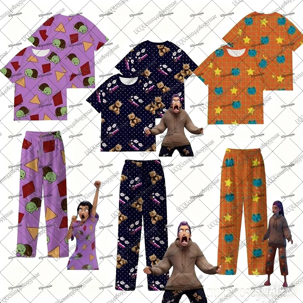 خريف شتاء جديد KPop شيطان الصيادين تأثيري رومي زوي بيجامة بلايز + بانت عادية المنزل بيجامة الدعاوى الكرتون بنطلون الفتاة هدية