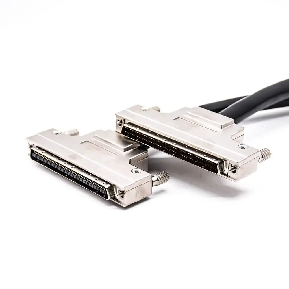 SCSI Cable Assembly Straight 100pin Male HPDB to HPCN Piercing Zinc Alloy Cable Length 5m