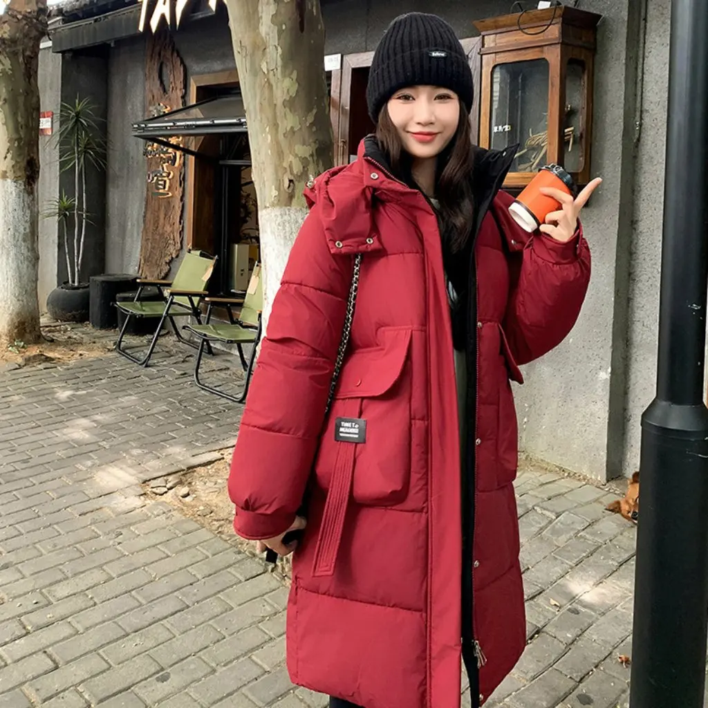 

Women's Mid-Length Thickened Down Cotton Jacket Simple Warm Loose Korean Style Autumn Winter Small Size Friendly Fashionable