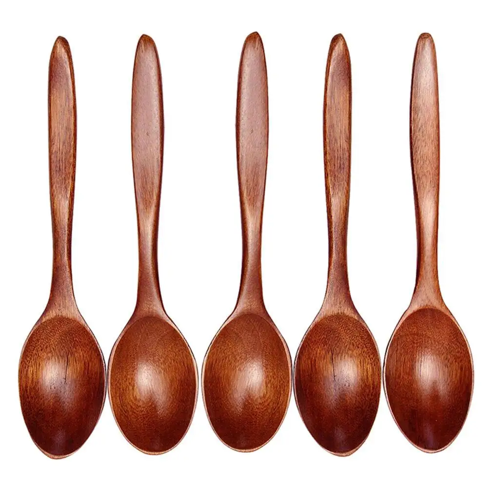 Wooden Spoon Kitchen Korean Style Natural Wood Soup Tableware Cooking Honey Coffee Spoon Mixing Spoon