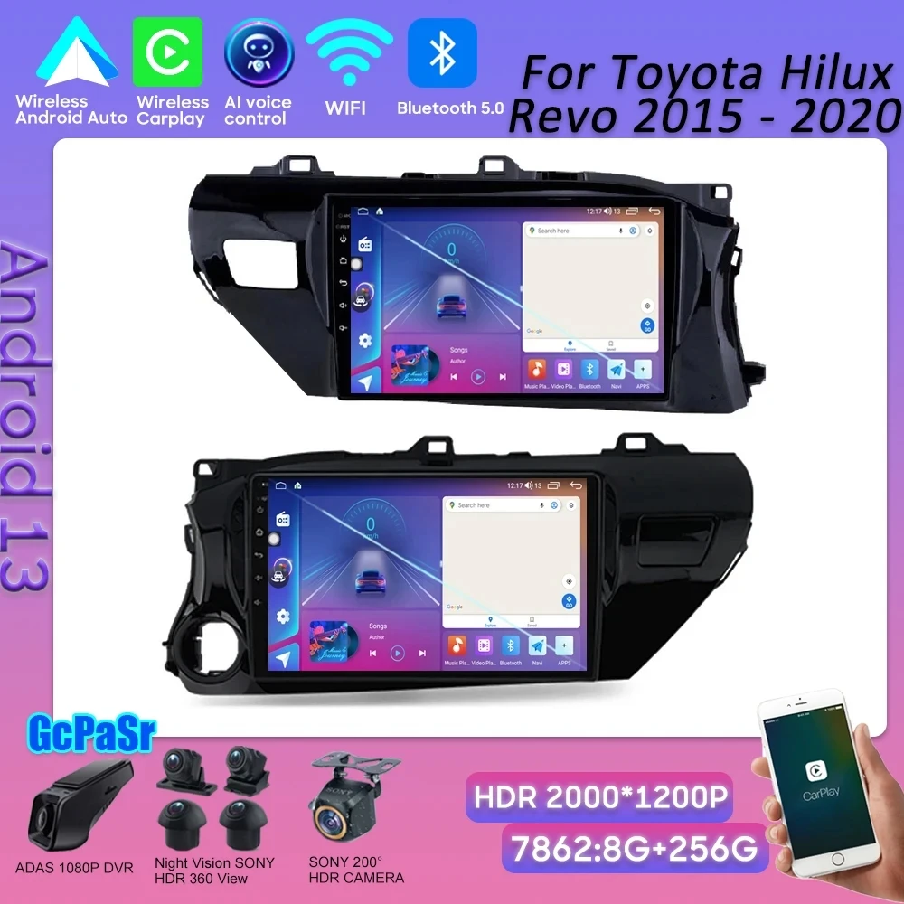 

Android 13 для Toyota Hilux Revo 2015 - 2020 автомобильный радиоплеер Qualcomm Snapdragon Android Авто Carplay сенсорный экран 8 ядер DSP