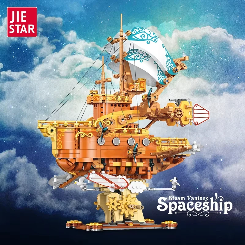 1864pcs Pirate Ship Series Steam Fantasy Spaceship Model Building Blocks MOC Ship Cruisers Building Blocks Set Puzzle Toys Gift