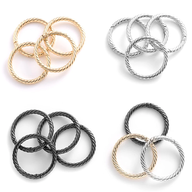 5Pcs/Lot Bag Clips Hook Dog Chain Buckles Metal Round Spring Clasps For Connector Openable Keychain Carabiner DIY Accessories