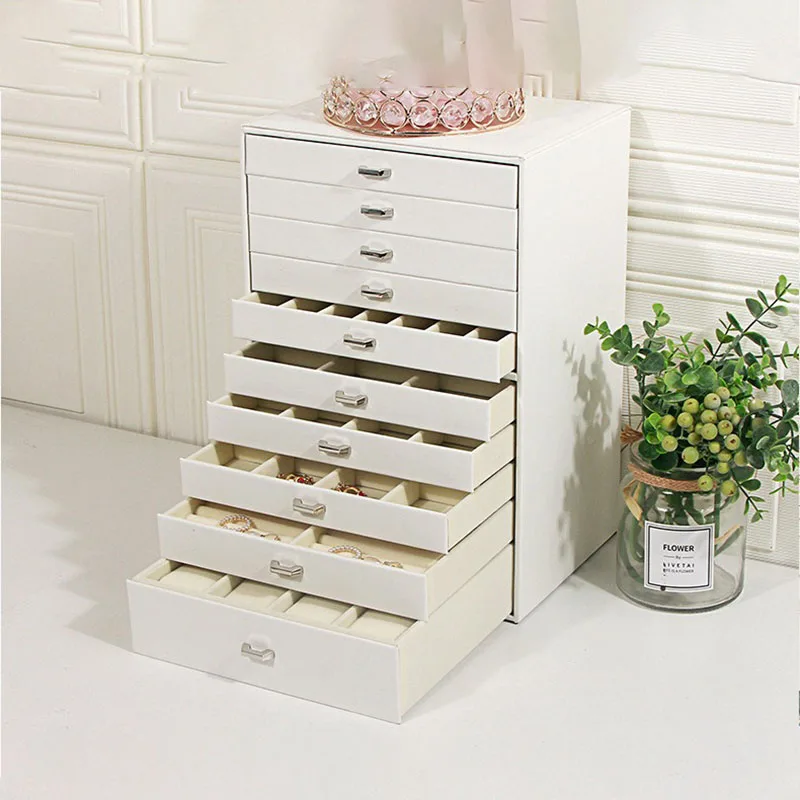 Big Size Jewelry Box Drawer Ring Necklace Bracelet Jewelry Boxes Organizer Earrings Tray Display Accessories Separator Storage