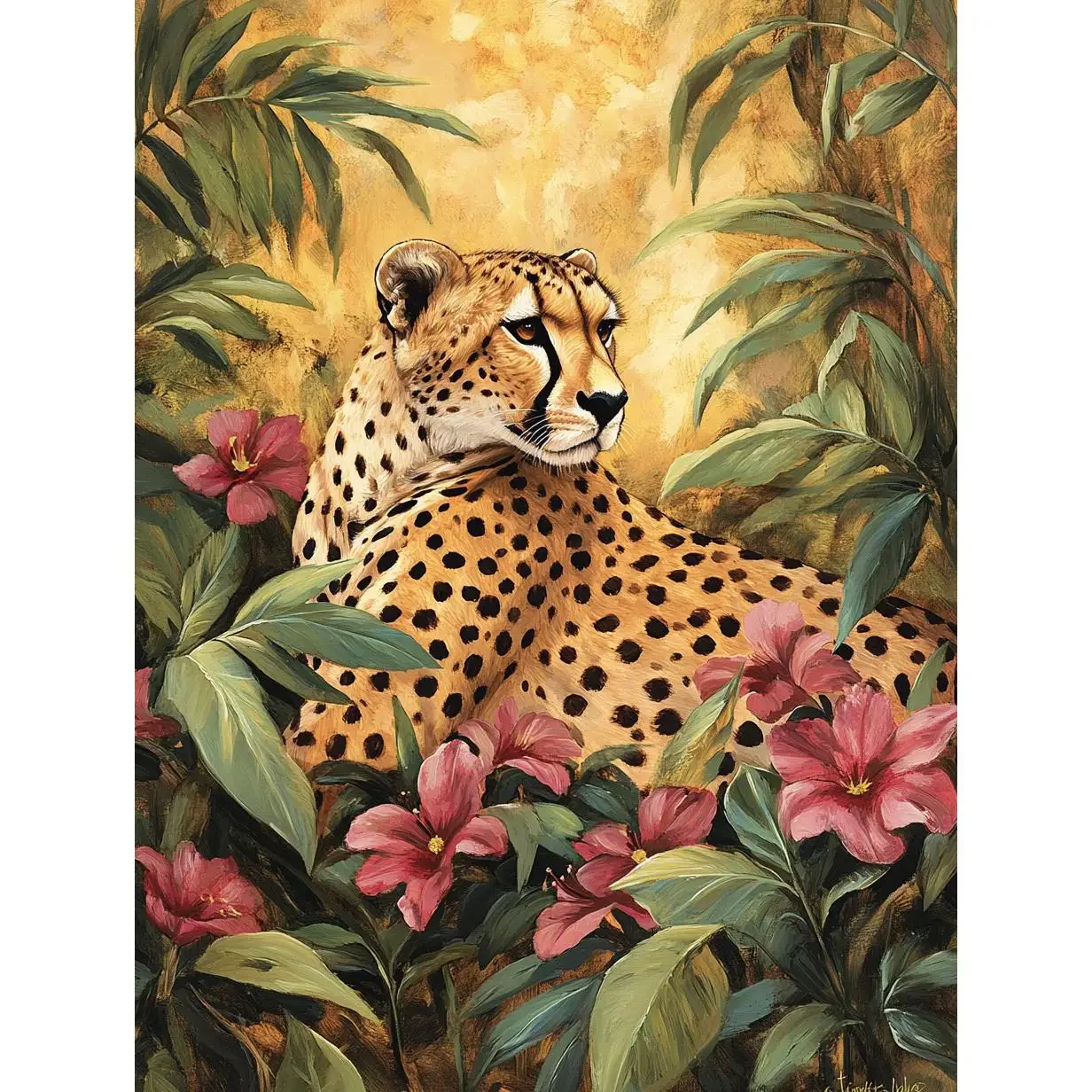 Diamond Painting Diamond Painting  Cheetah in Tropical Jungle Mosaic Handmade Artwork Full Round/Square Diamond For Beginners