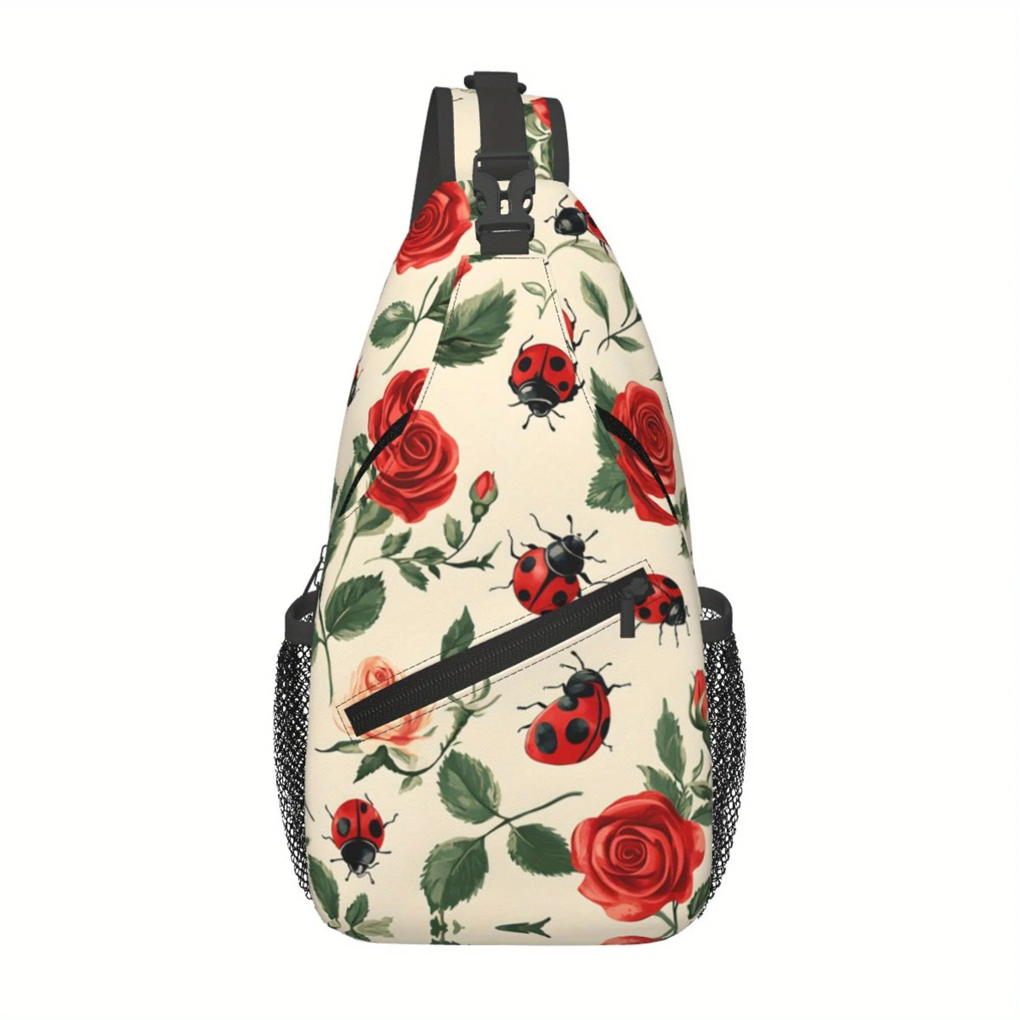 

Ladybug and Rose Pattern Chest Bags, Made of Durable Polyester Material, Stylish and Versatile Outdoor Bags