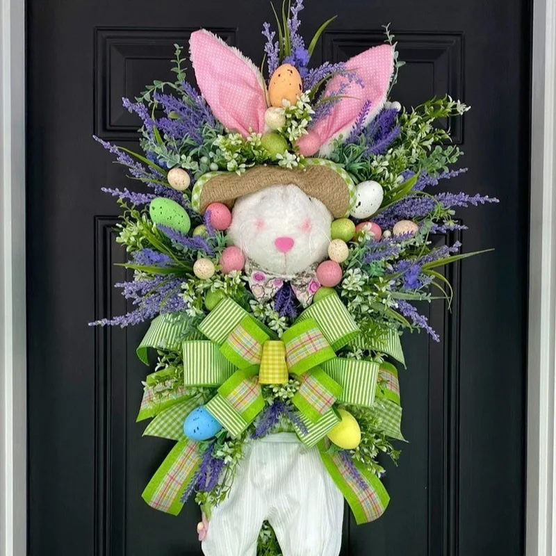 new-easter-rabbit-wreath-door-decoration-handmade-rabbit-doll-holiday-home-decoration-collection-holiday-surprise-gifts