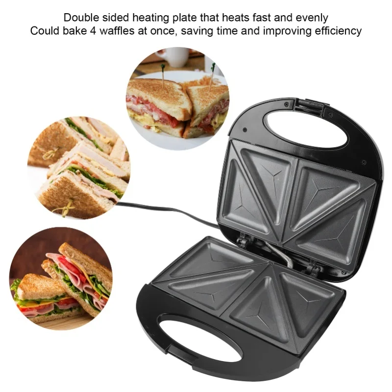 Electric Sandwich Maker 750W Sealed Panini Press Double Sided Heating Sandwich Maker   For Homemade Restaurants Cafes