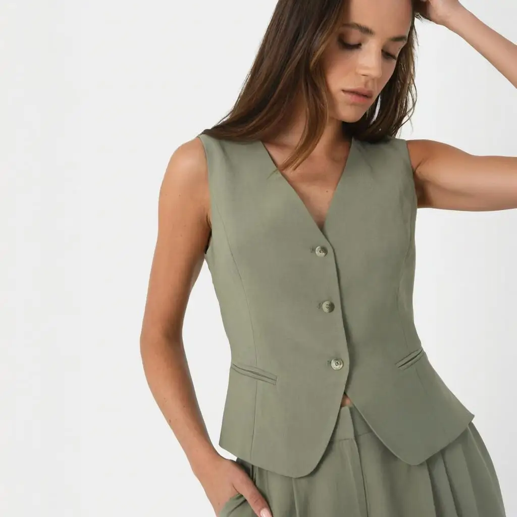 

Office Vest Pants Suits for Women 2 Piece Set Business Casual Outfits Sleeveless VestPants Suit Customized