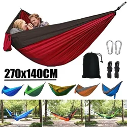 New Single Person Portable Outdoor Camping Hammock With Nylon Color Matching Hammock High Strength Parachute Fabric Hanging Bed