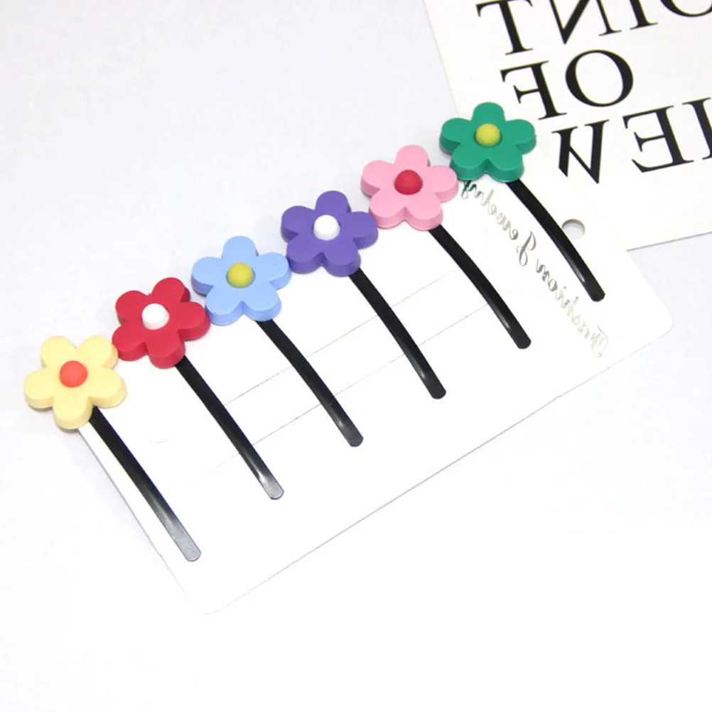 

6pcs Candy Color Hairpins Flower Hair Clips Fashion Bang Side Clips Headdress Hair Accessories women hairpin