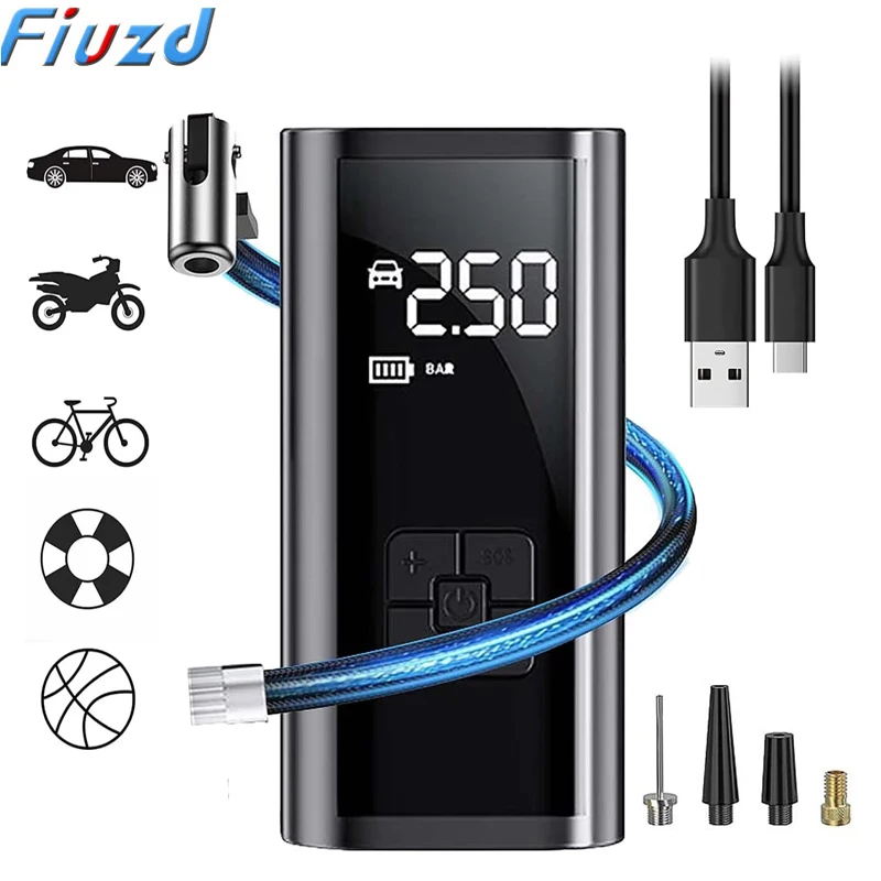 Portable Air Compressor for Car Tires Fast Air Pump Tire Inflator Accurate Pressure Air Pump for Motorcycle Bicycle Ball