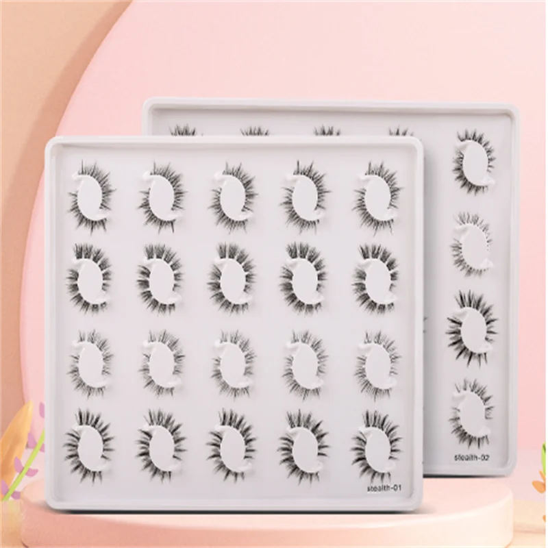 20 Pairs of Handmade Sharpened False Eyelashes Cartoon Natural Soft Little Devil Transparent Extension Eyelash Set box