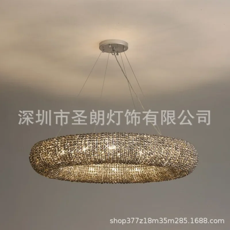 American retro smoky gray crystal chandelier living room bedroom export European and American soft decoration light luxury