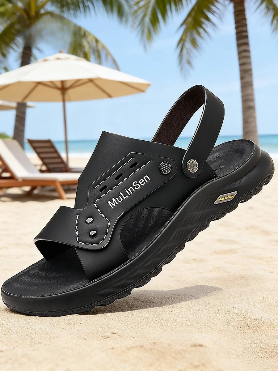 mulinshan-men's-sandals-2026-new-summer-breathable-genuine-leather-beach-shoes-casual-two-way-wear-slip-on-clogs-trendy-casua
