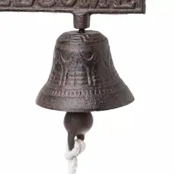 Retro Outdoor Bell Rustic Vintage Large Cast Iron Wall Mounted Metal Door Bell for Farm House Outside Decorative Accent Bells