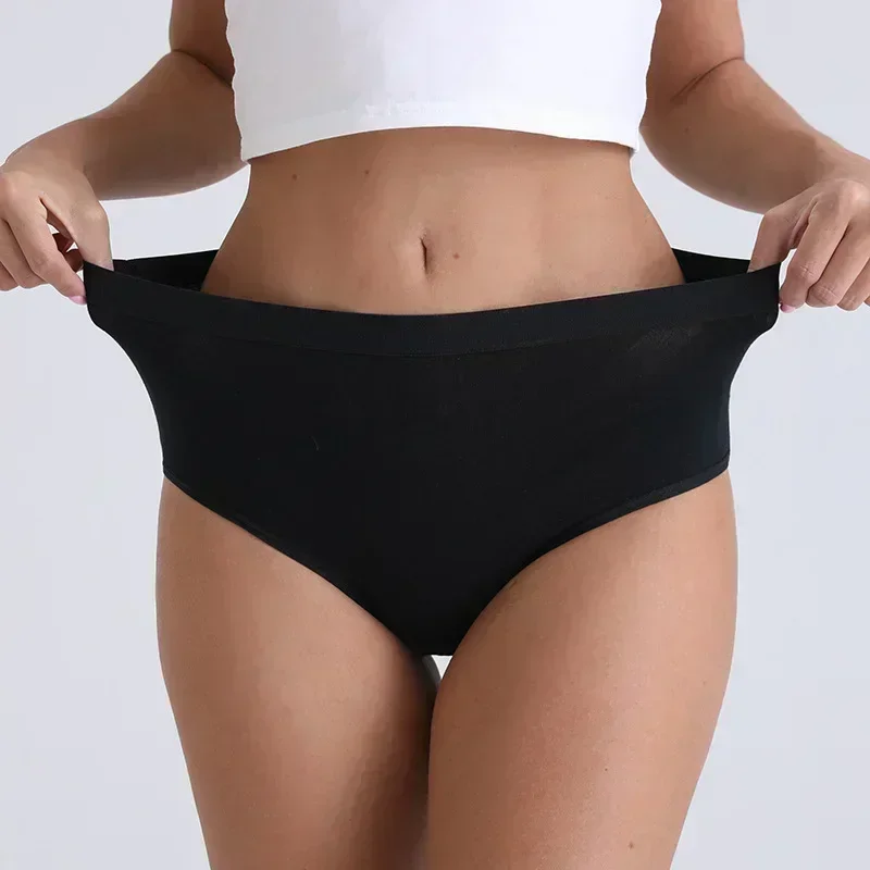 Fat Women's Cotton Plus Size Solid Color Underwear Panties High Waist Underpants Ladies Briefs Hygienic Pants