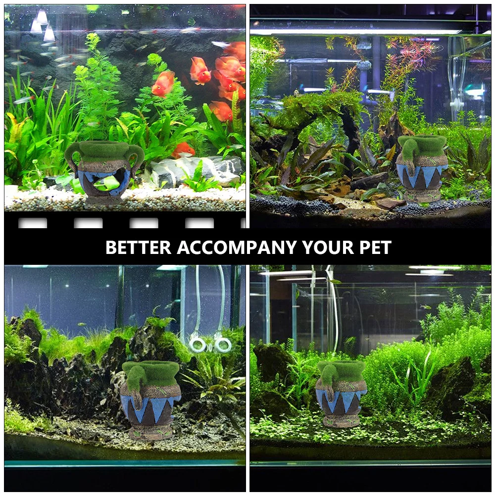 

Aquarium Decoration Hollow Hideout Flower Pot Cave Stable Base Fish Tank Ornament Aquarium Landscape Decoration Natural Color