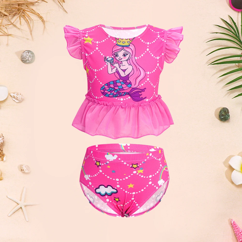 3PCS Meerjungfrau Schwänze Bademode Set für Schwimmen Mädchen Prinzessin Badeanzug Sets Kinder Meerjungfrau Badeanzug Schwimm Kostüm – Detail 6
