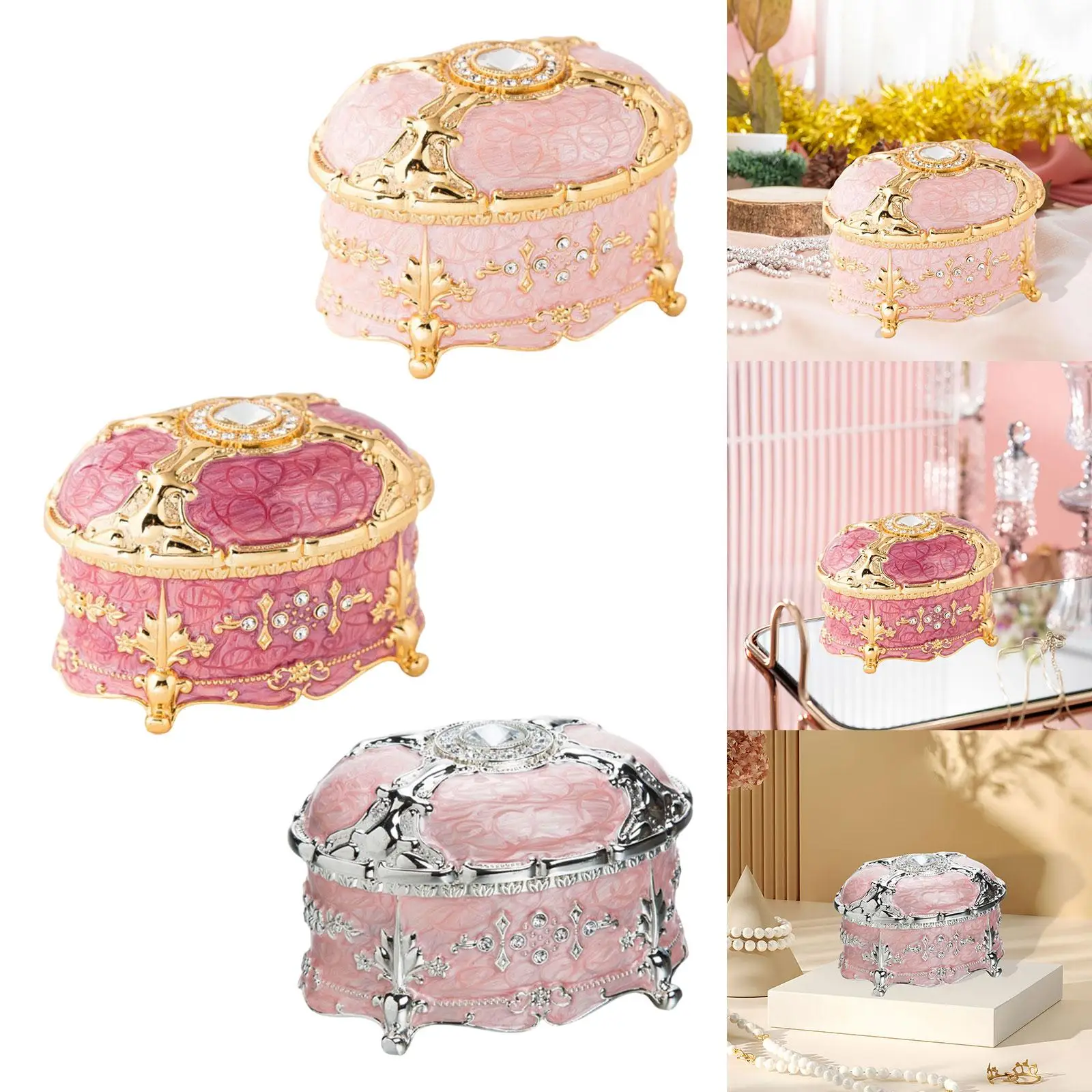 Jewelry Organizer Box Oval Trinket Organizer Sturdy Portable Dresser Treasure Keepsake Box for Mother Day Gift Ear Studs